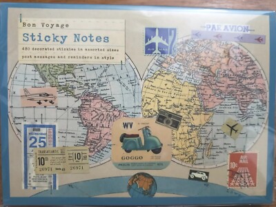 Galison Bon Voyage Sticky Notes, Multi-color (29843) by Galison