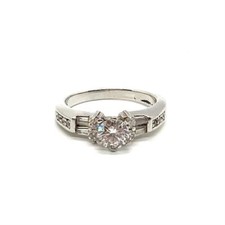 Ladies Sterling Silver Solitaire CZ Engagement Ring