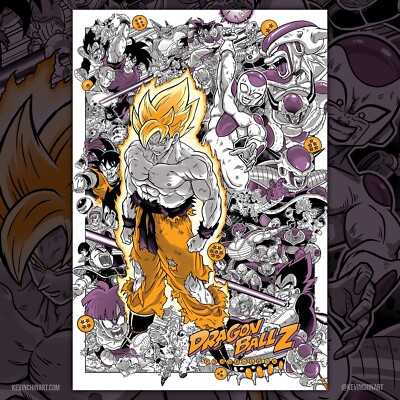 Dragon Ball Z Screenprint Poster Frieza Saga Kevin Chin Anime Goku Vegeta Freeza