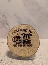 Laser Engraved Wood Slices Approximately 3.8 to 4.7 Inches New Handmade