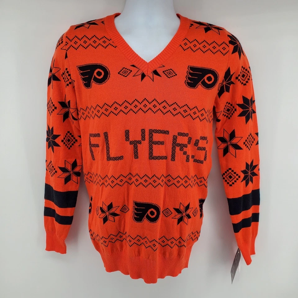 Suéter Philadelphia Flyers Feo Navidad Talla M Naranja Foto 3 de 4