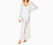 Lilly Pulitzer Adela Maxi Dress Beach Pool Cover-Up White Paradise Lace XS;NWT