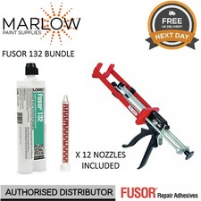 LORD FUSOR 132 ADHESIVE 210ML & APPLICATOR GUN BUNDLE - INCLUDES 12 NOZZLES