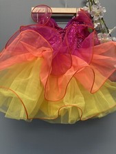 Weissman Girl  s Tutu Dance Costume Sequin Tulle Pink Orange Yellow Sz: XSC y 