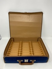 Vintage 30 Cassette Tape Suitcase Briefcase Holder Storage Case BLUE Fabric