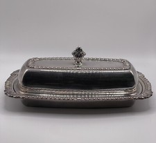 Vintage Oneida Silver Plate on Copper Butter Dish Floral Pattern