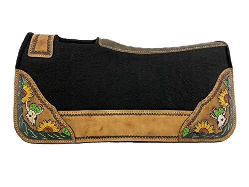 Showman Pony Felt Saddle Pad w/ Hand Painted Cactus Skull & Sunflower Design