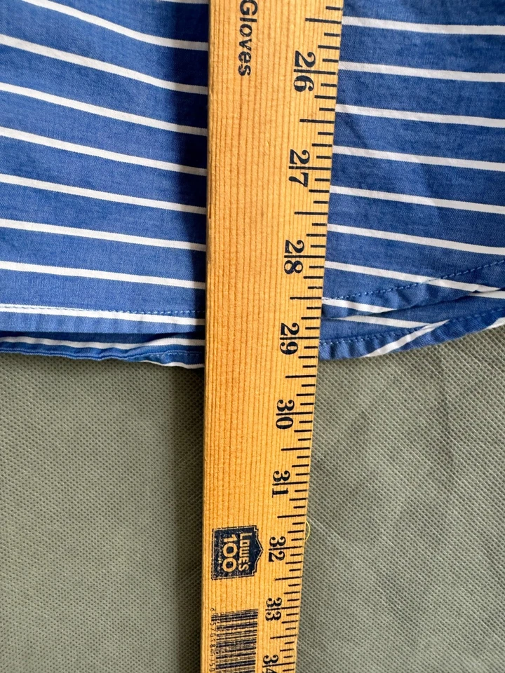 Regatta Sport Logo Cotton Shirt Mens M Striped Blue Short Sleeve - Image 4 of 4