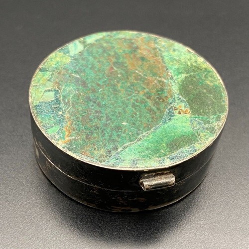 Vintage Mexico Green Stone Sterling Silver Box