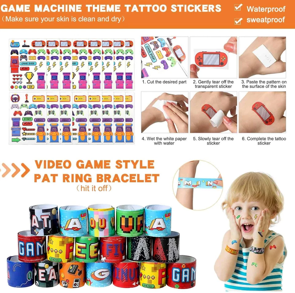 Juego de 128 piezas de regalos de fiesta de videojuegos incluye pajitas reutilizables para jugadores tazas Foto 3 de 4