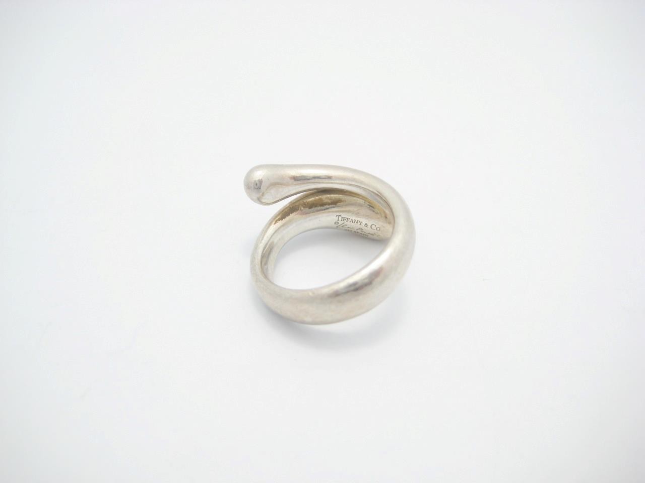 Tiffany & Co. Sterling Silver Elsa Peretti Teardrop Ring Size 5 - Pouch