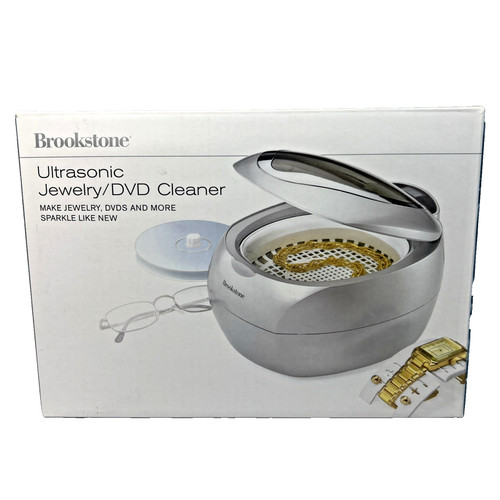 Brookstone Ultrasonic Jewelry DVD Cleaner Eyeglass Watch Machine 606376 Boxed N8