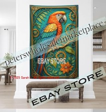 Steampunk Parrot Wall Tapestry Fantasy Style decor cool home 59X82 in