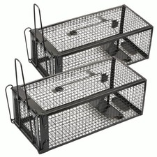 Anyhall 2-Pack Humane Live Mouse Rat Traps for Indoors and Outdoors (Black)