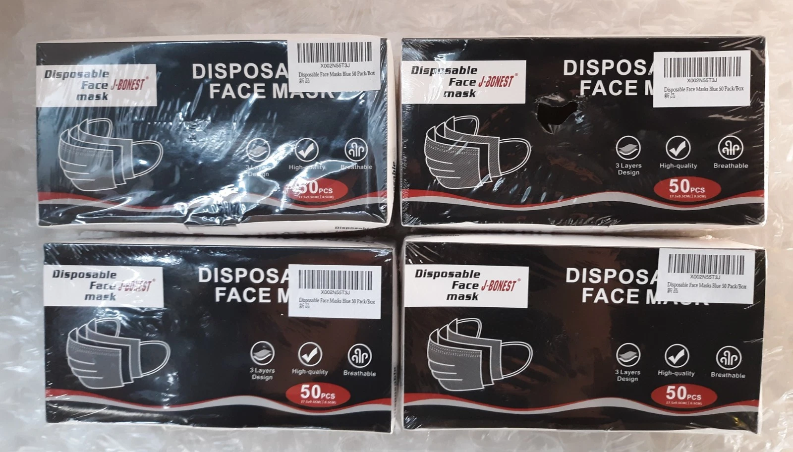 4x (50pack) J-Bonest Disposable Face Mask Blue NEW *SEALED*