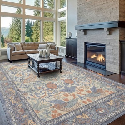 LoomBloom William Morris Hungry Birds Multi Size Hand Hooked High-twist Wool Rug