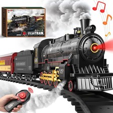 Hot Bee Train Set for Boys,Remote Control Christmas Train Sets w/Steam Locomo...