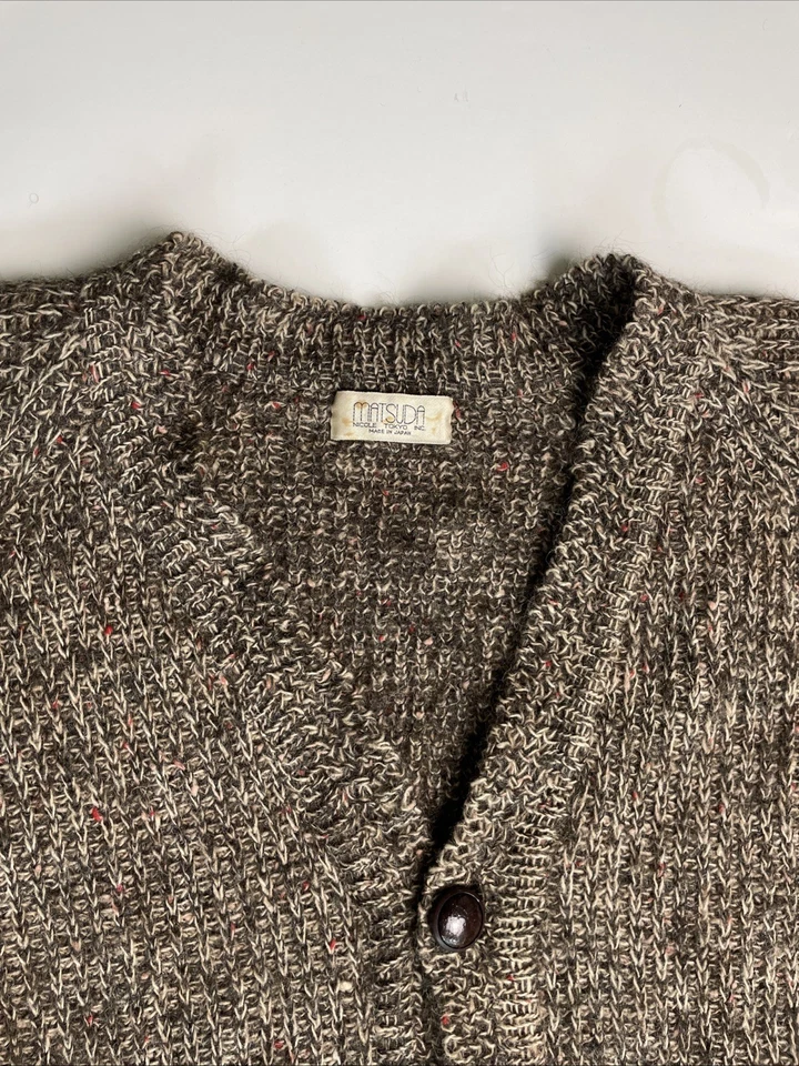Cárdigan Matsuda Nicole Vintage Mezcla Lana Japón M Raglán Tweed Tejido Años 80 Para Hombre Foto 4 de 4