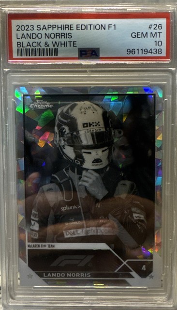 2023 Topps Chrome Sapphire Edition Formula 1 F1 Lando Norris Black & White 7/15