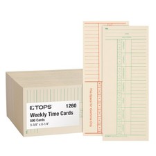 TOPS Time Cards, Weekly, 2-Sided, Named Days, 3-3/8" x 8-1/4", Manila