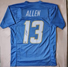 Camiseta deportiva personalizada autografiada + PEGATINA CERTIFICADO DE AUTENTICIDAD Keenan Allen azul bebé CARGADORES XL