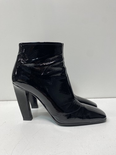Prada Women Black Leather Ankle Boots Size 10 - Picture 3 of 12