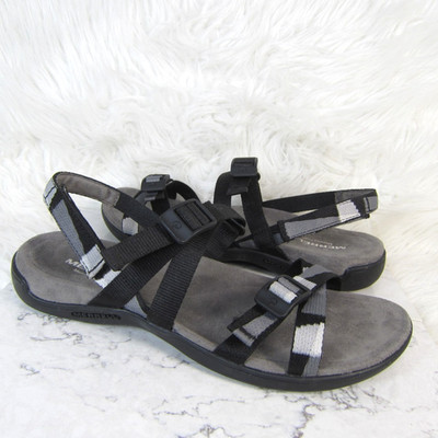 Merrell District 3 Wrap Web Sandals Black Gray Backstrap Women s Size 8 Comfort