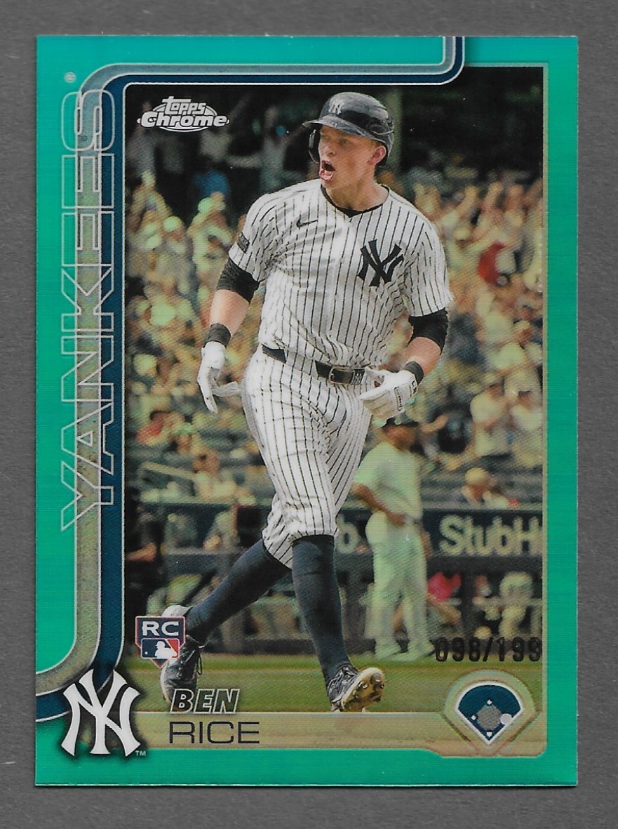 2025 Topps Chrome Baseball #139 Ben Rice RC ROOKIE TRUE AQUA Refractor card /199