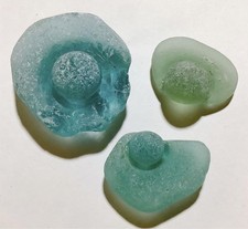 Rare Sea Glass Belly Button Set of 3 Japanese Genuine Sea Glass Surf-Tumbled