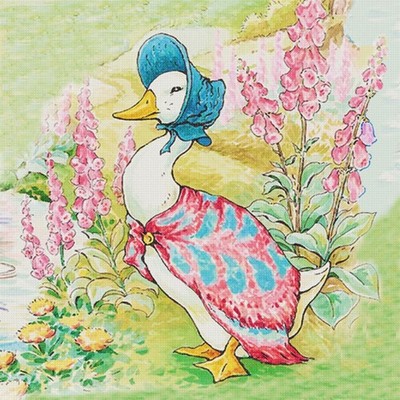 Beatrix Potter Jemima Puddle Duck in Garden Counted Cross Stitch Pattern