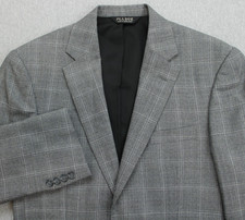 Jos A Bank Blazer Mens 38R Gray Windowpane Wool Traveler's Tailored Fit