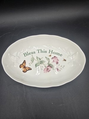 Lenox Butterfly Meadow Bless This Home Tray Dish 11  X 7 1/2 