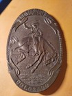 Vintage 70s Brass Belt Buckle Champion BRONCO BUSTER Colorado Fake Tiffany — photo 7