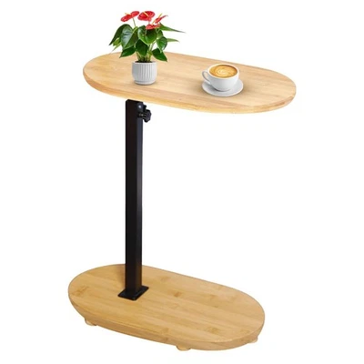 Beistelltisch C Form Bambus Metall Modern Höhenverstellbar, Tisch Klein Side ... - Bild 1 von 4