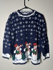 Private Eyes Women s Size Large/XL Made In USA Christmas Sweater Vintage