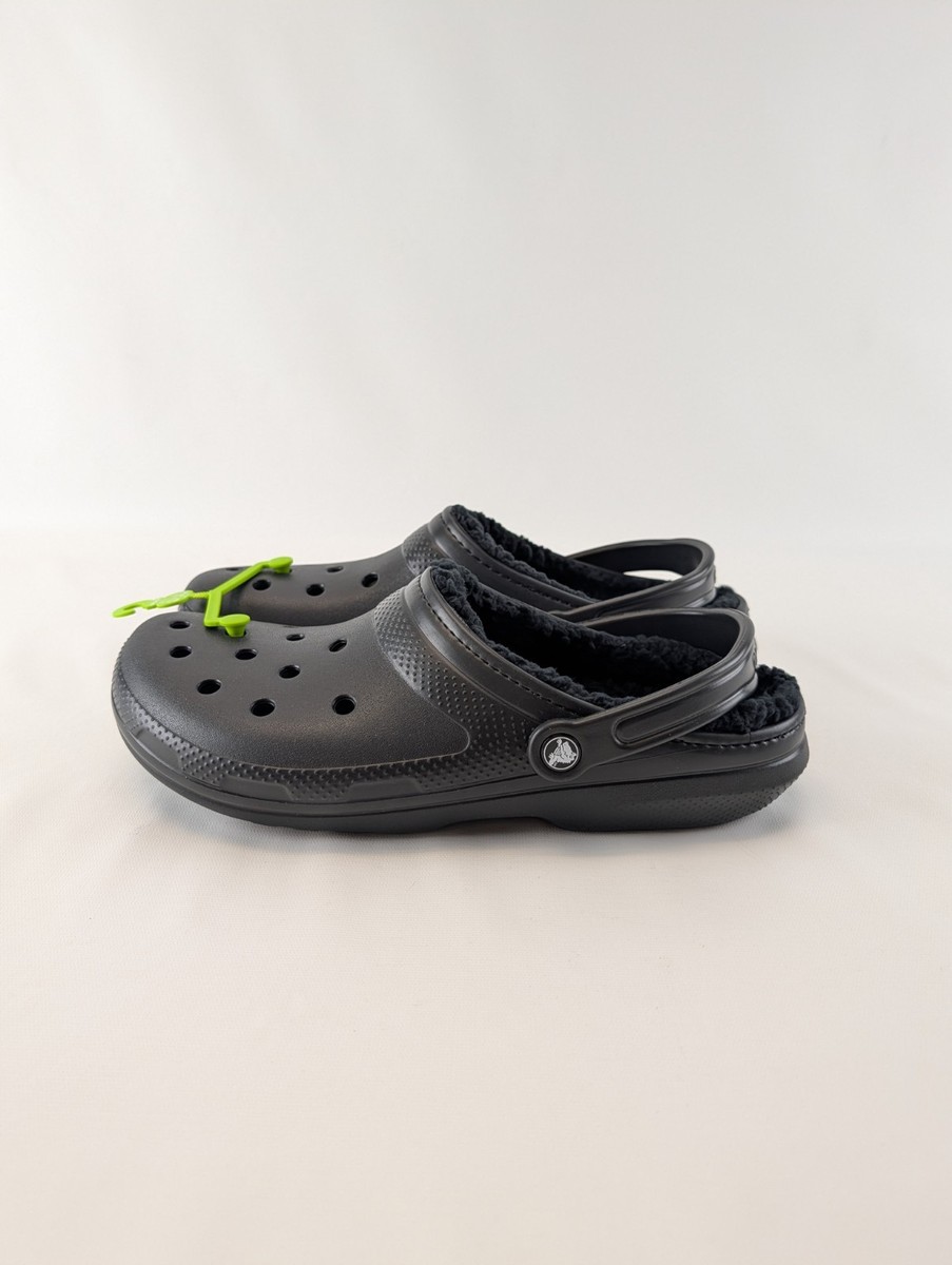 Crocs Adult Mens Sz 12 Black Classic Fur Lined Slip On Clog  display picture 1
