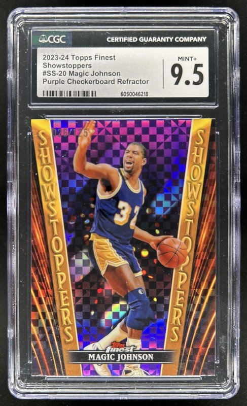 2023-24 Finest Magic Johnson Showstoppers Purple Checkerboard /125 CGC 9.5 MINT+