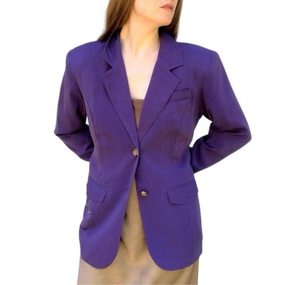 Vintage Jacket Lavender Purple Soft Structure Floral Beaded Embellished Large 