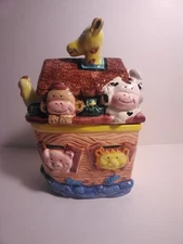 Noah's Ark Ceramic Cookie Jar Container Animals Biblical Christianity Children