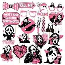 20Pcs Pink Halloween Decorations Photo Booth Props Pink Halloween Party Ghost