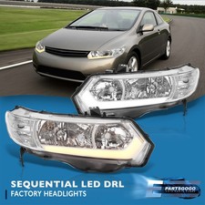 For 06-11 Honda Civic Fg Coupe Jdm Clear Led Drl Sequential Headlights Lamps Set For 06-11 Honda Civic Fg Coupe Jdm Clear Led Drl Sequential Headlights Lamps Set