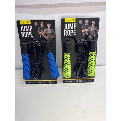 Beyond Fit Jump Rope Set 9 Ft Cardio Workout Textured Grips Blue Green 2 Pack