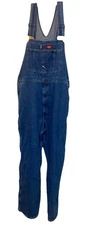 Dickies Denim Blue Bib Overalls Carpenter Jeans Workwear Sz 40x30”Comfort NOS