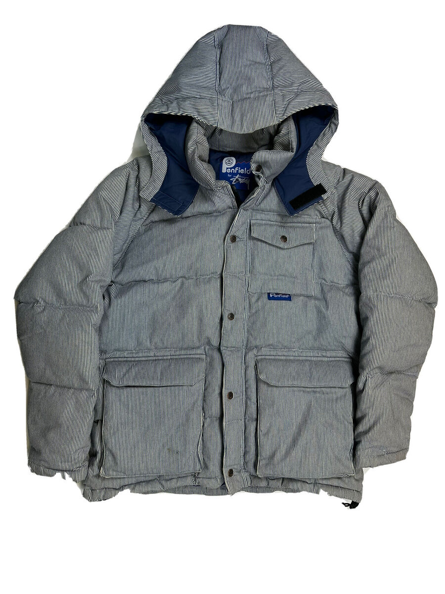 Penfield X Stussy Pin Striped Mens L Puffer Jacket Down Fill Penfield X Stussy Pin Striped Mens L Puffer Jacket Down Fill