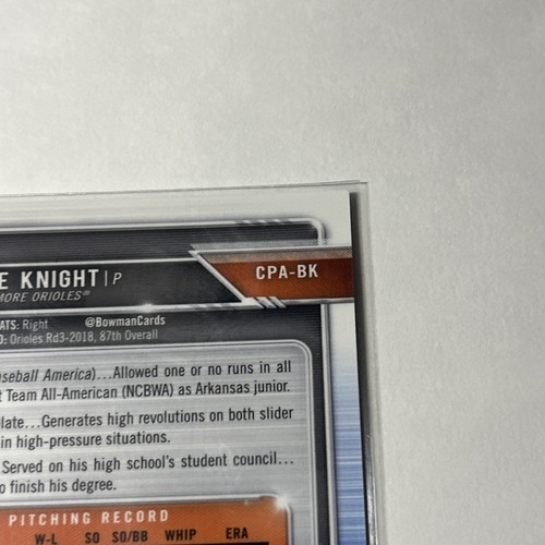 Blaine Knight Auto 2019 Bowman Chrome 1st Card # CPA-BK - Picture 10 of 10