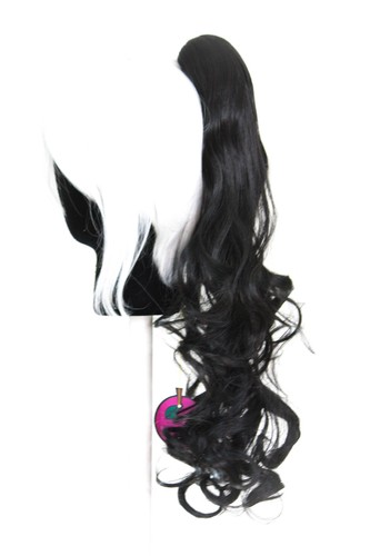 23'' Curly Pony Tail Clip Natural Black Cosplay Wig Clip Only NEW - Picture 2 of 2