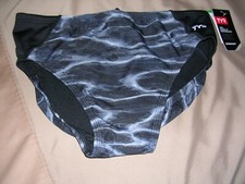 TYR - DURAFAST - MEN's SWIM BRIEF - BLACK GREY - SIZE 36 - NWT