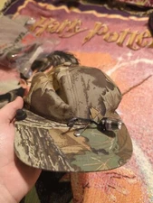 Vintage 80s camoflauge Camo Hunting hat light attachment Strapback Atlanta cap