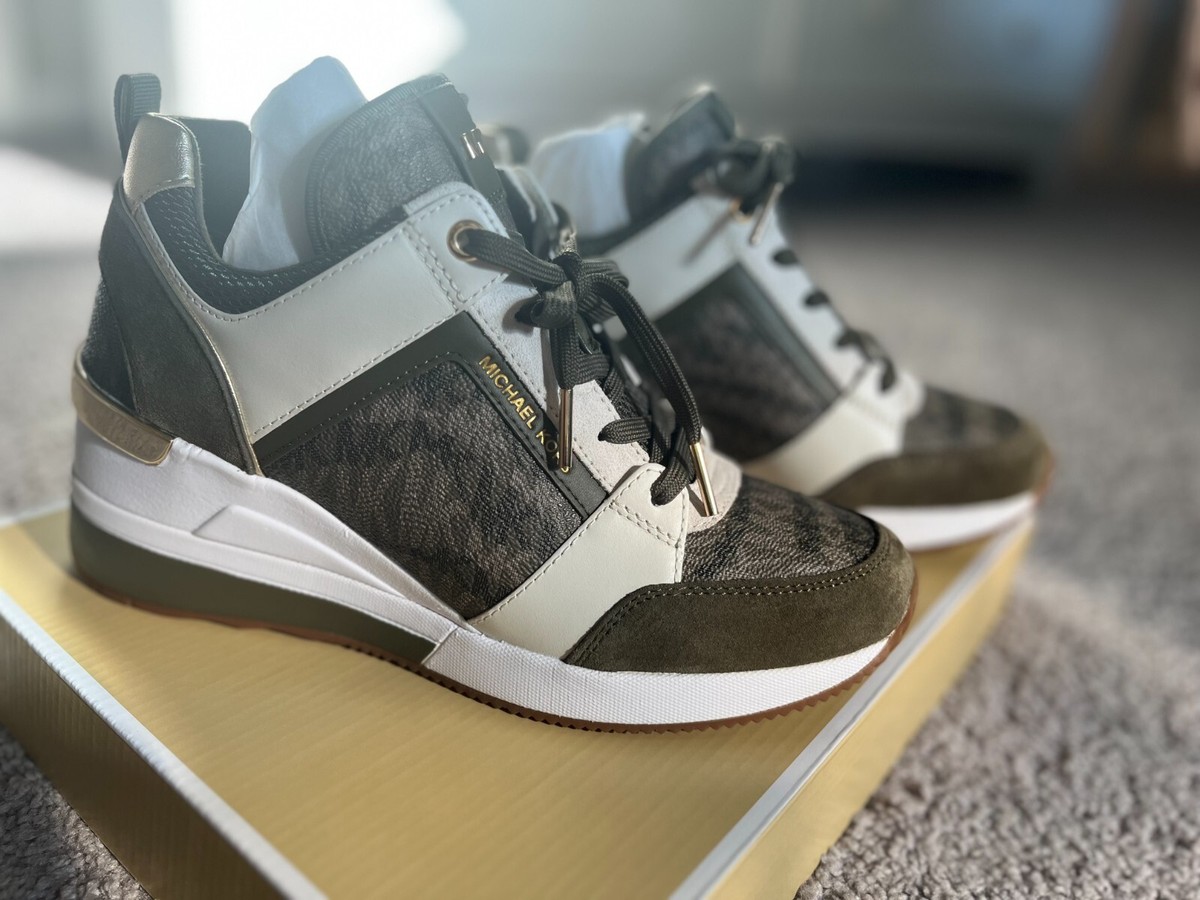 Sneaker Discount Michael Kors Georgie Canvas And Leather Sneaker