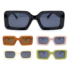 Womens Mod Narrow Rectangle Minimal Fashion Plastic Sunglasses